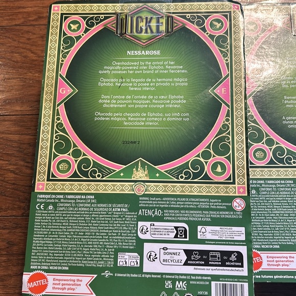Mattel Wicked Movie Glinda Nessarose Elphaba Dolls MISPRINT ERROR  NEW s… - Picture 8 of 11